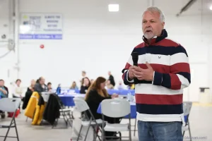 John Peco addressing District 5 agricultural society representatives at the fall meeting, October 25, 2025.
